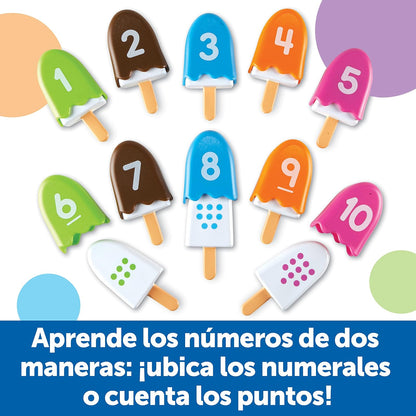 Learning Resources Paletas de juguete Smart Snacks Number Pops, Multicolor | Manipulantes de matemáticas para niños en edad preescolar, juguetes de juego y conteo de números, habilidades motoras finas