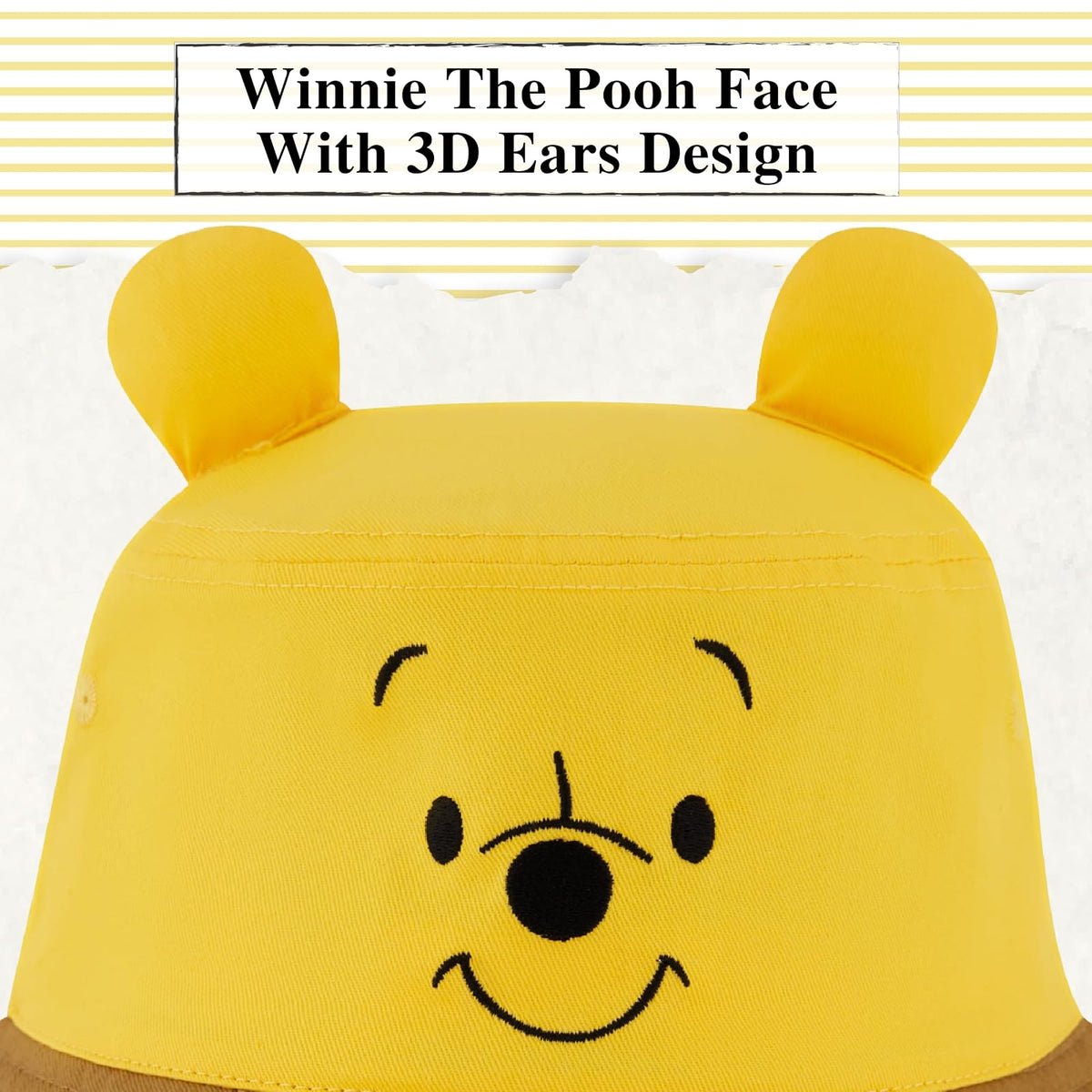 Concept One Sombrero Disney Winnie The Pooh Viaje | Plegable, Orejas de Oso 3D, Talla única, Color Amarillo Miel, Ala ancha, 100% algodón