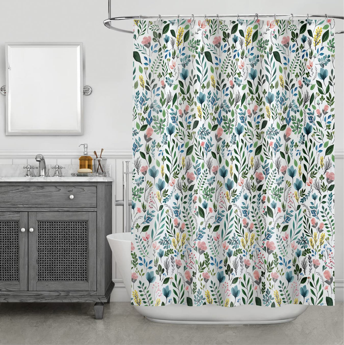 Splash Home SIA - Cortina de Ducha de poliéster con diseño Floral, para Cortinas de baño y Tina, Tela Ligera Lavable y Resistente al Agua, 70 Pulgadas de Ancho x 72 Pulgadas de Alto