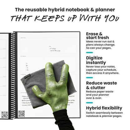 Rocketbook Cuaderno Inteligente Fusion - Gris | Seguimiento de objetivos, planificación de proyectos y toma de notas en un cuaderno