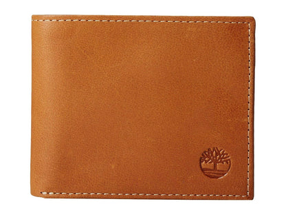 Timberland - Billetera de Cuero Genuino para Hombre - Elegantemente Sofisticado - Negro - Delgado - 7 Compartimentos - 4 Ranuras para Tarjetas - Ventana de Identificación - Sin Cierre - Talla Única - Bronceado (Nublado)