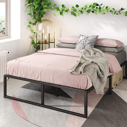 Zinus Lorelei Marco de Cama de Plataforma de Metal, Negro - Matrimonial - Negro