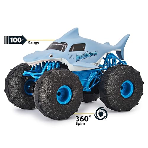 Monster Jam, camión monstruo todoterreno Megalodon STORM oficial por control remoto, a escala 1:15