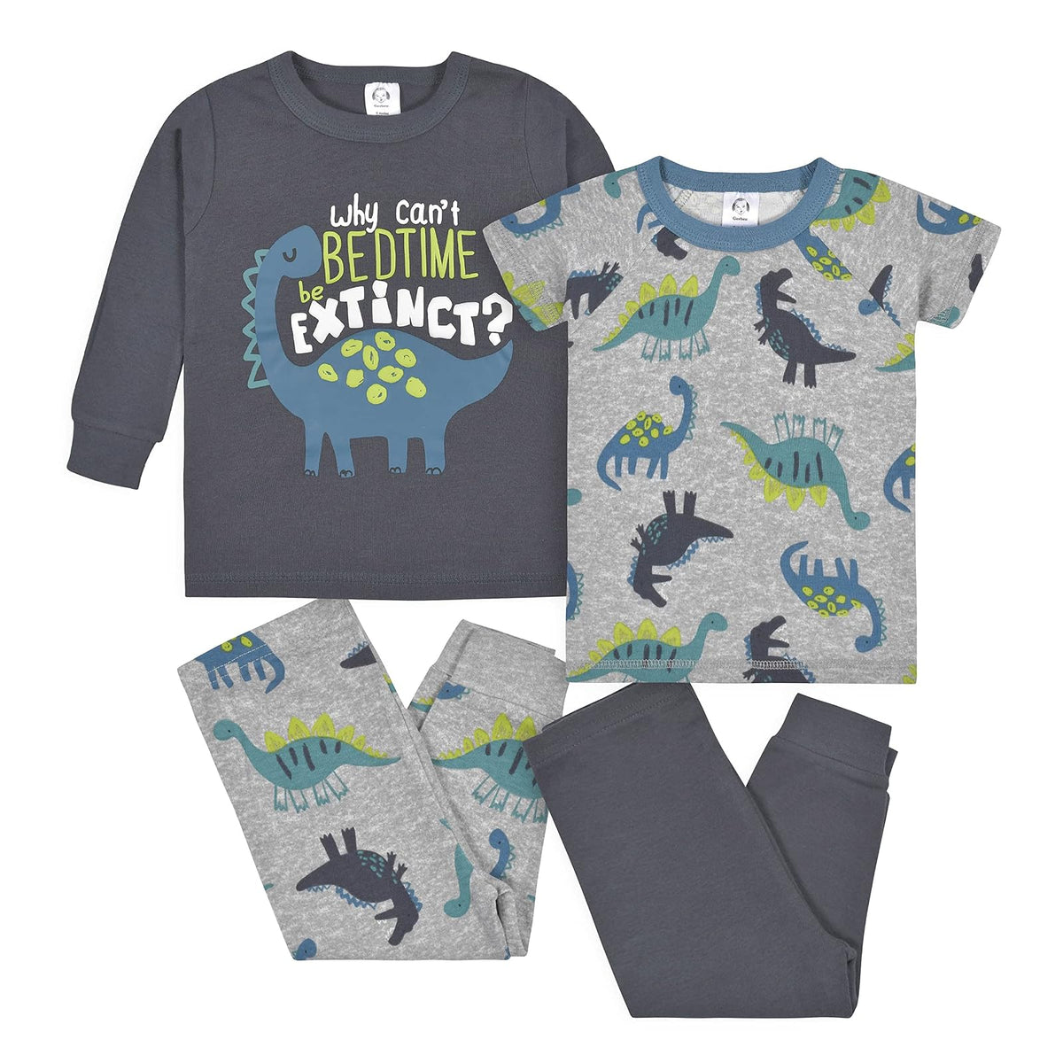Gerber Paquete de 4 Pijamas de Algodón con Pies para Bebé - Everybody Roar Blue - 18 Meses
