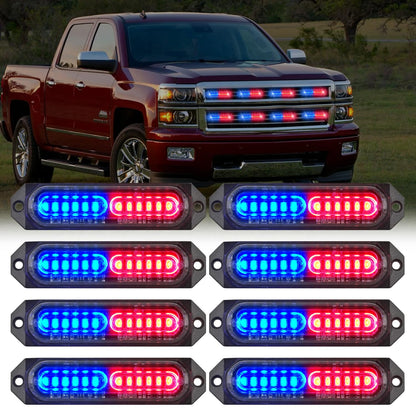 Nilight Kit de 8 Luces LED Estroboscópicas de Montaje en Superficie - rojo azul