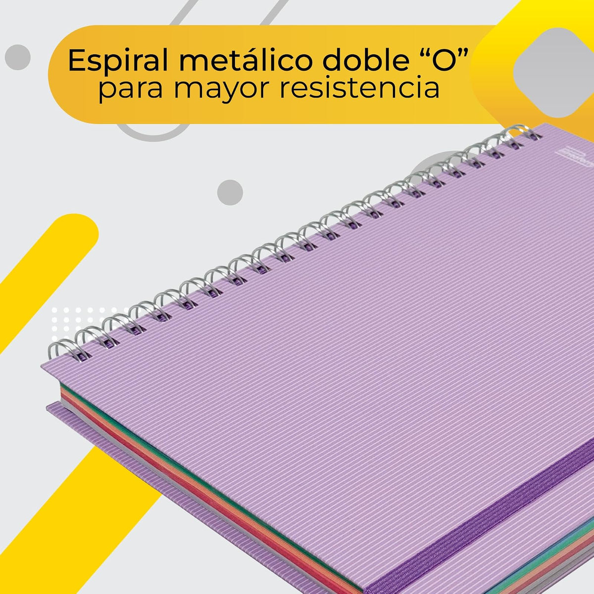 Printaform Libreta Profesional Arcoíris Pastel Universitaria 200h, 2 piezas, Cuadro Chico, Lavanda