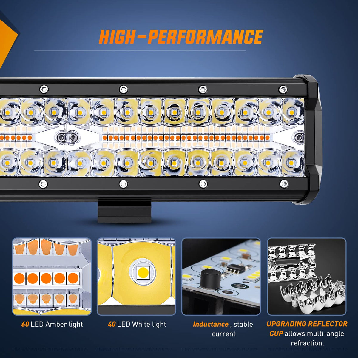 Nilight - Barra de luz LED de 12 pulgadas, 300 W, luz estroboscópica blanca ámbar, 6 modos con función de memoria, todoterreno, camión, todoterreno, SUV, cabina con kit de arnés de cableado de 16 AWG