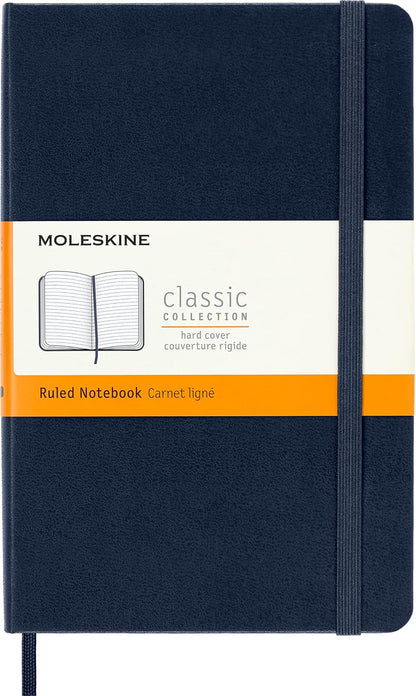 Moleskine - Cuaderno, Mediano, Rayado, Azul Zafiro, Tapa Dura (4,5 X 7)
