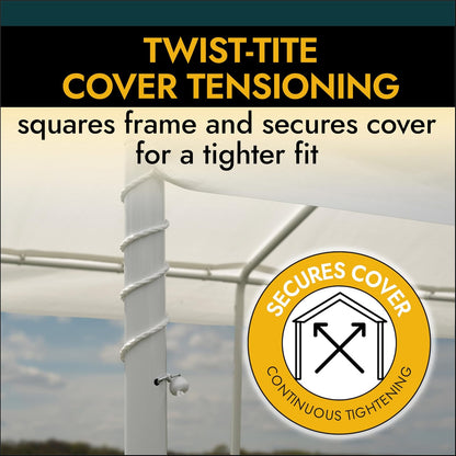 ShelterLogic 23521 MaxAP - Toldo Compacto para Exteriores, fácil de Montar, Marco de Metal de Acero con protección Solar UPF 50+ y Cubierta Impermeable, Color Blanco, 23521