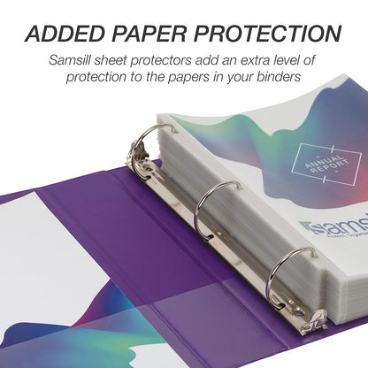 Samsill - Carpeta de 3 anillas duradera de 2 pulgadas, fabricada en Estados Unidos, carpeta de anillos en D, tablero de aglomerado FSC 100% reciclado, morado