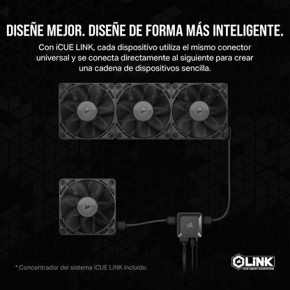 CORSAIR iCUE Link RX120 Ventiladores PWM de 120 mm con iCUE Link System Hub - Rodamiento de Cúpula Magnética - Paquete Triple - Negro