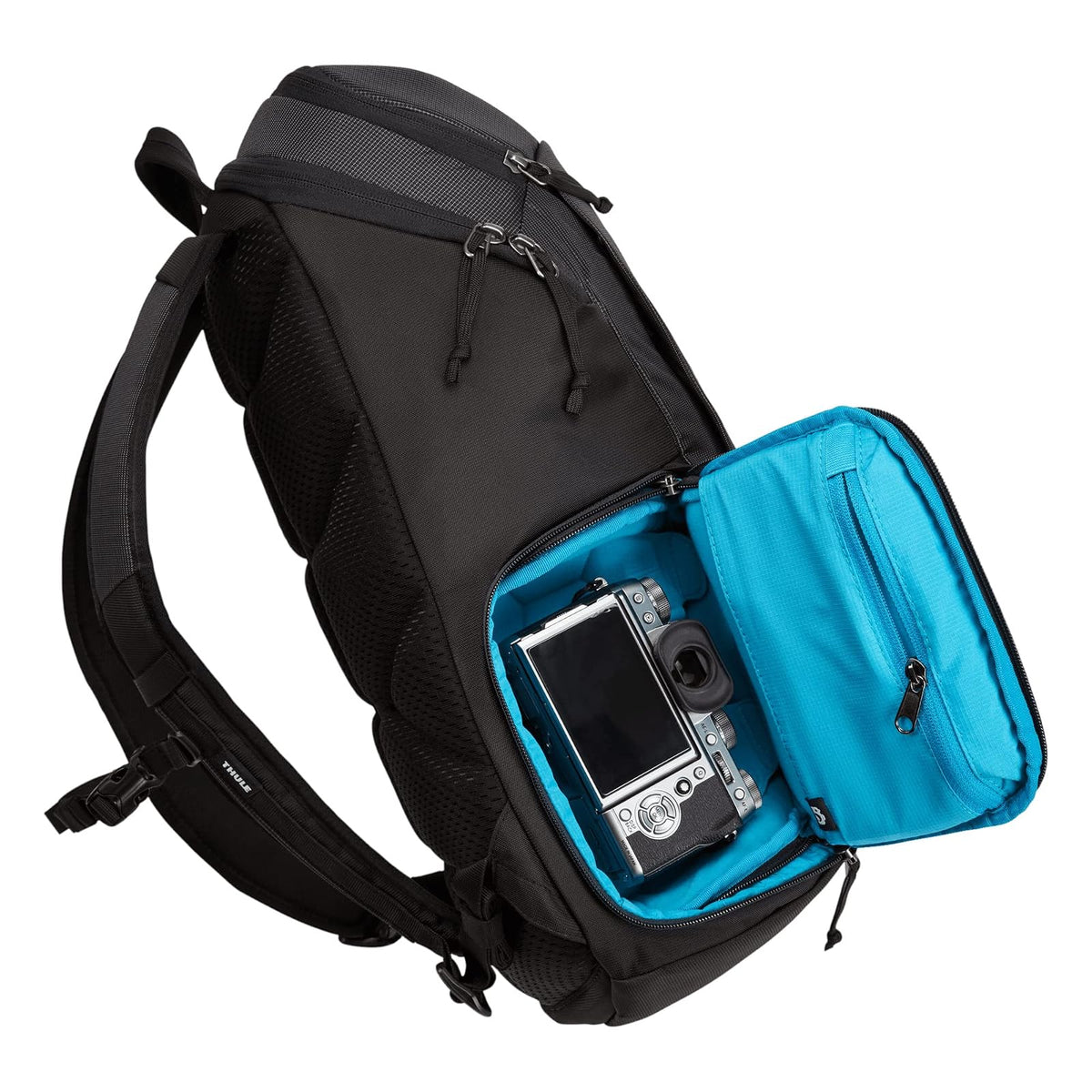 Thule EnRoute Mochila para Cámara 20L, Compartimento Acolchado para DSLR o Mirrorless, Laptop de 13”, Acceso Lateral Rápido, Cápsula Extraíble, Ideal para Fotografía de Viaje o Profesional, Negro