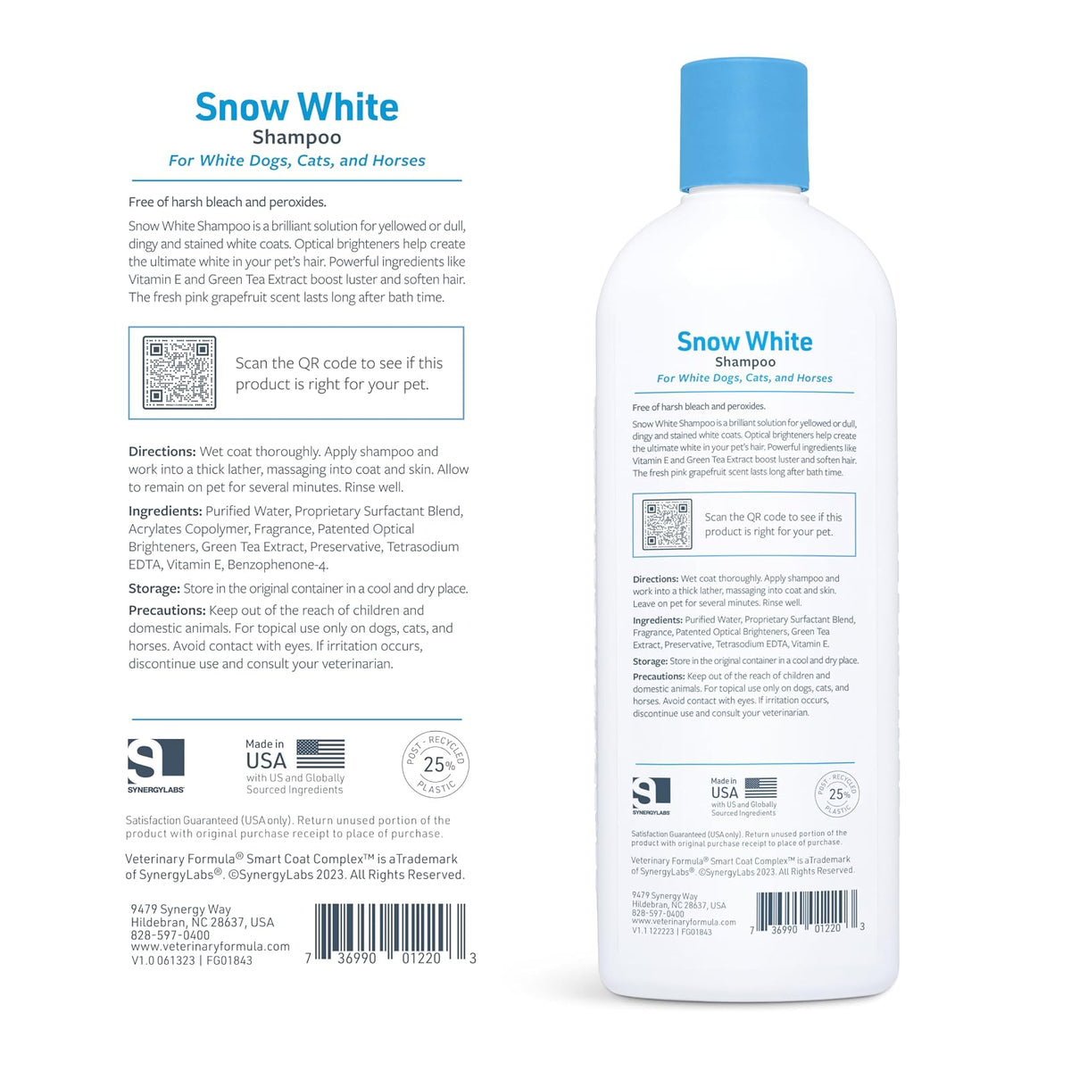 SynergyLabs Veterinary Formula Solutions Snow White Shampoo; 17 fl. oz.