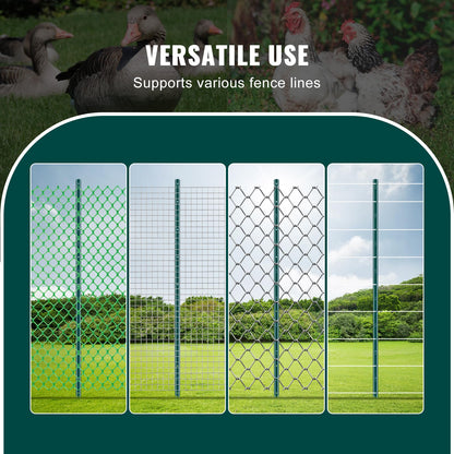 VEVOR Postes de Cerca de Metal 152,4 cm Postes de Cerca de Acero al Carbono Resistentes 10 Piezas Postes de Metal para jardín, Césped, Granjas, Cercas al Aire Libre, Huertos, Carreteras, Verde