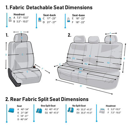 FH Group - Juego Completo de Fundas de Asiento de Automóvil para Asientos de Automóvil con Respaldo bajo con reposacabezas extraíble, Ajuste Universal, Funda de Asiento de automóvil, Funda de Asiento