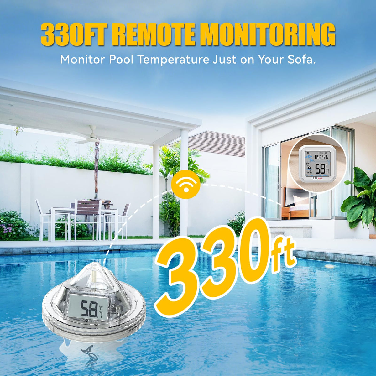 Termómetro digital de piscina flotante fácil de leer, termómetro de agua de gran tamaño para inmersión en frío, termómetro de temperatura del agua para tina de hidromasaje, baño de hielo, piscina, spa
