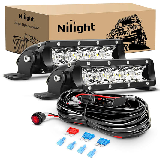 Nilight Juego de 2 Barras de Luz LED 30 W de Una Fila 7 in Antiniebla, Negro, ZH025