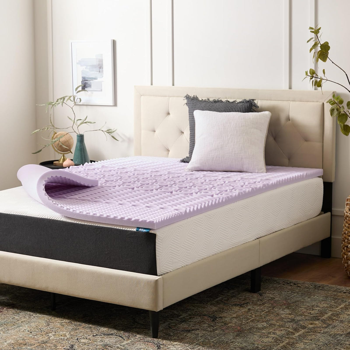 Lucid - Colchoneta de Memory Foam con Infusión de Lavanda - Sobrecolchón de 5 Zonas de 5 cm - Topper para Colchón - Sensación Suave y Acolchada - Alivia Puntos de Presión - California King