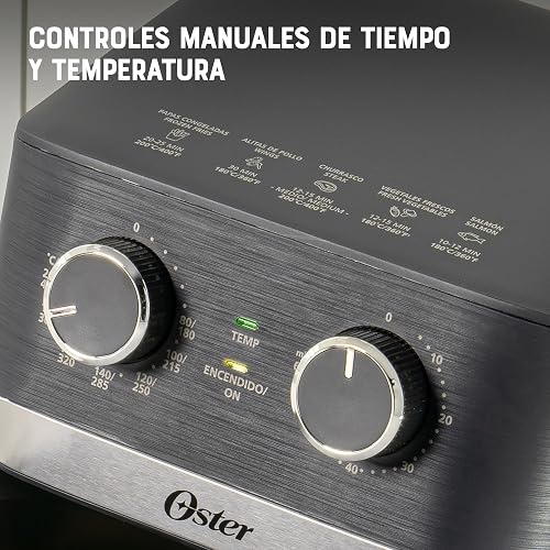 Oster® Freidora de Aire Manual, Recubrimiento Oster® DiamondForce, 4L de Capacidad, con Controles de Tiempo y Temperatura