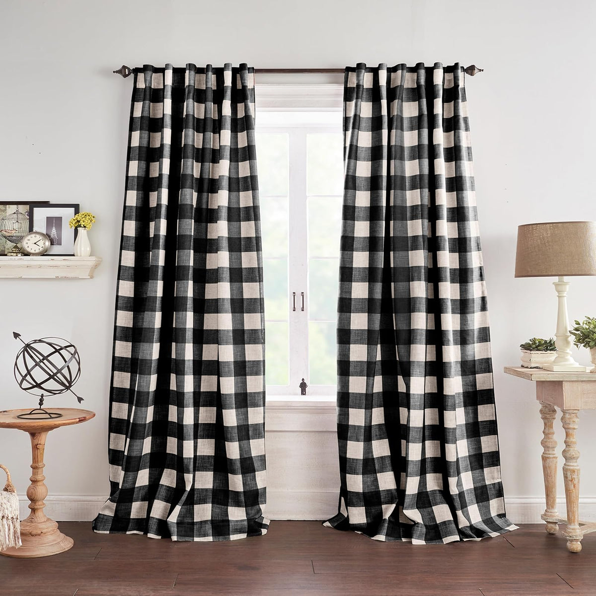 Elrene Home Fashions Cortina Oscurecedora Grainger a Cuadros - Negro - 132.1An x 241.3Al cm (1 Paneles)