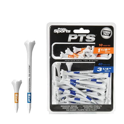 Pride Golf TeePride Professional tee System, Pride Performance Plastic Golf Tees Combo Pack, 3-1/4 Inch