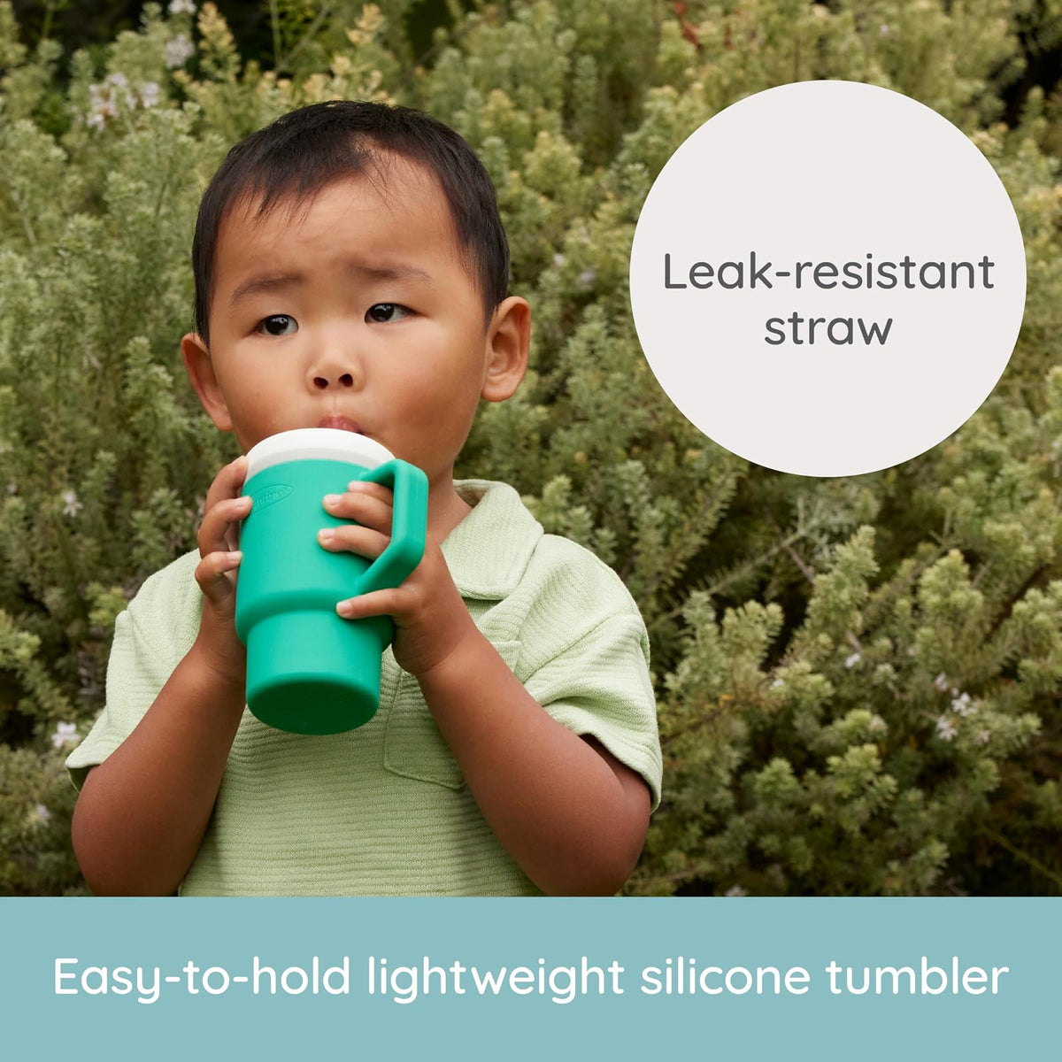 Infantino My 1st Vaso de silicona con popote y asa, resistente a derrames, para la taza de transición sin BPA, alpino