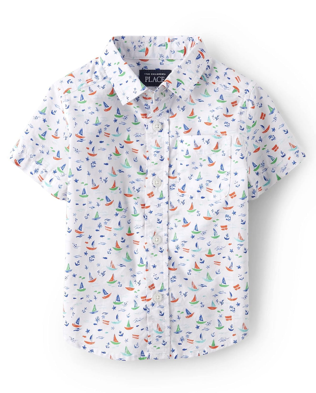 The Children's Place Y Camisa de Manga Corta con Botones para niños pequeños Camisa Abotonada para Niños