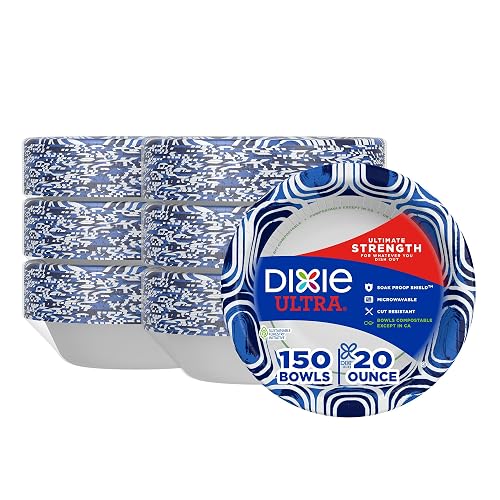 Dixie Ultra Paper Bowls, 20 Ounces, 156 Count (6 Packs of 26 Bowls)