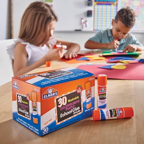 Elmer's Disappearing Purple School Glue Sticks, 0.24 Ounces Each, 30-Count Class Pack (E555)