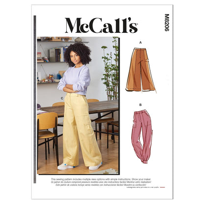 McCall's Misses - Kit de patrones de costura para pantalones cargo (código M8206), tallas 6-8-10-12-14, multicolor