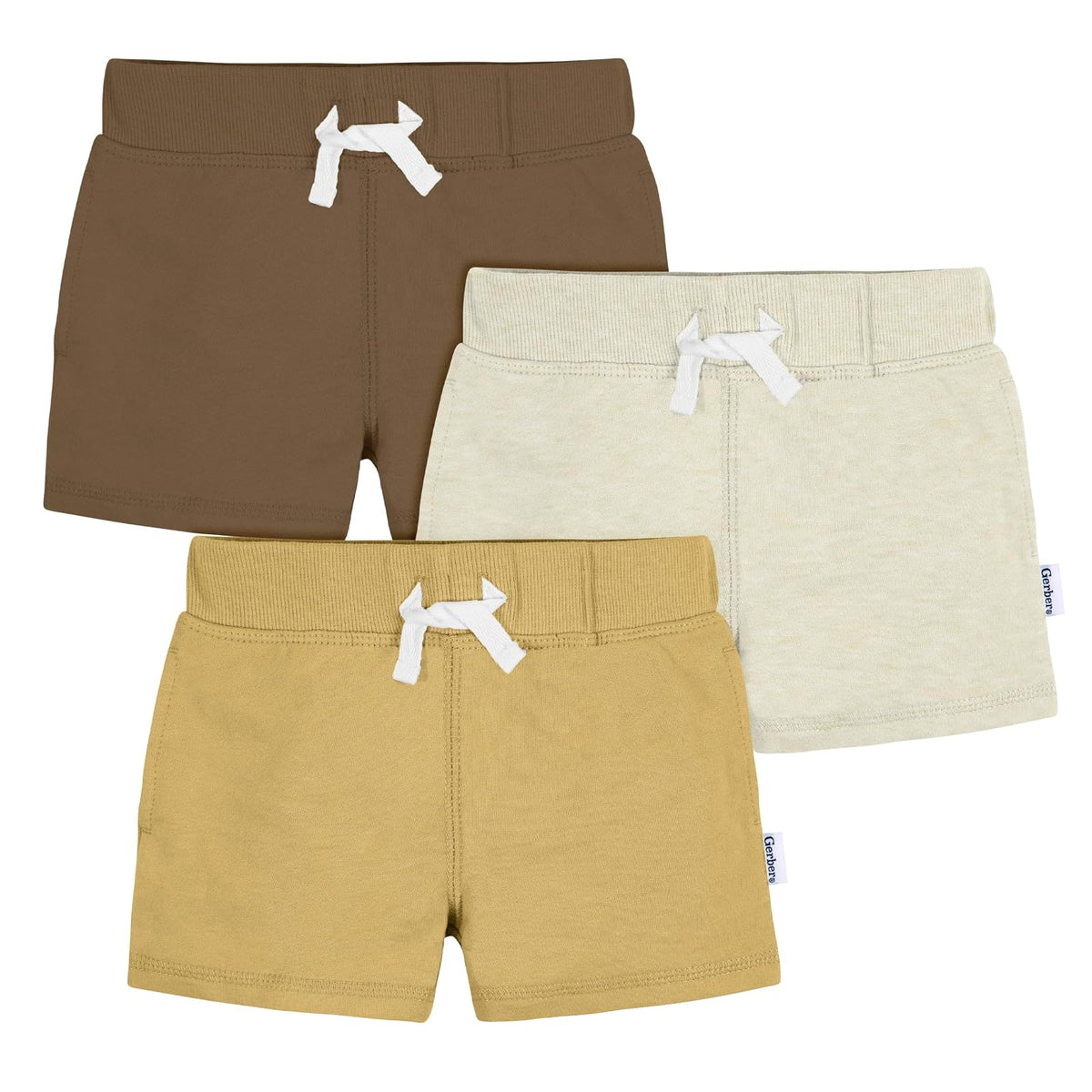 Gerber Paquete de 3 Pantalones Cortos para Bebé - Neutrales - 12 Meses