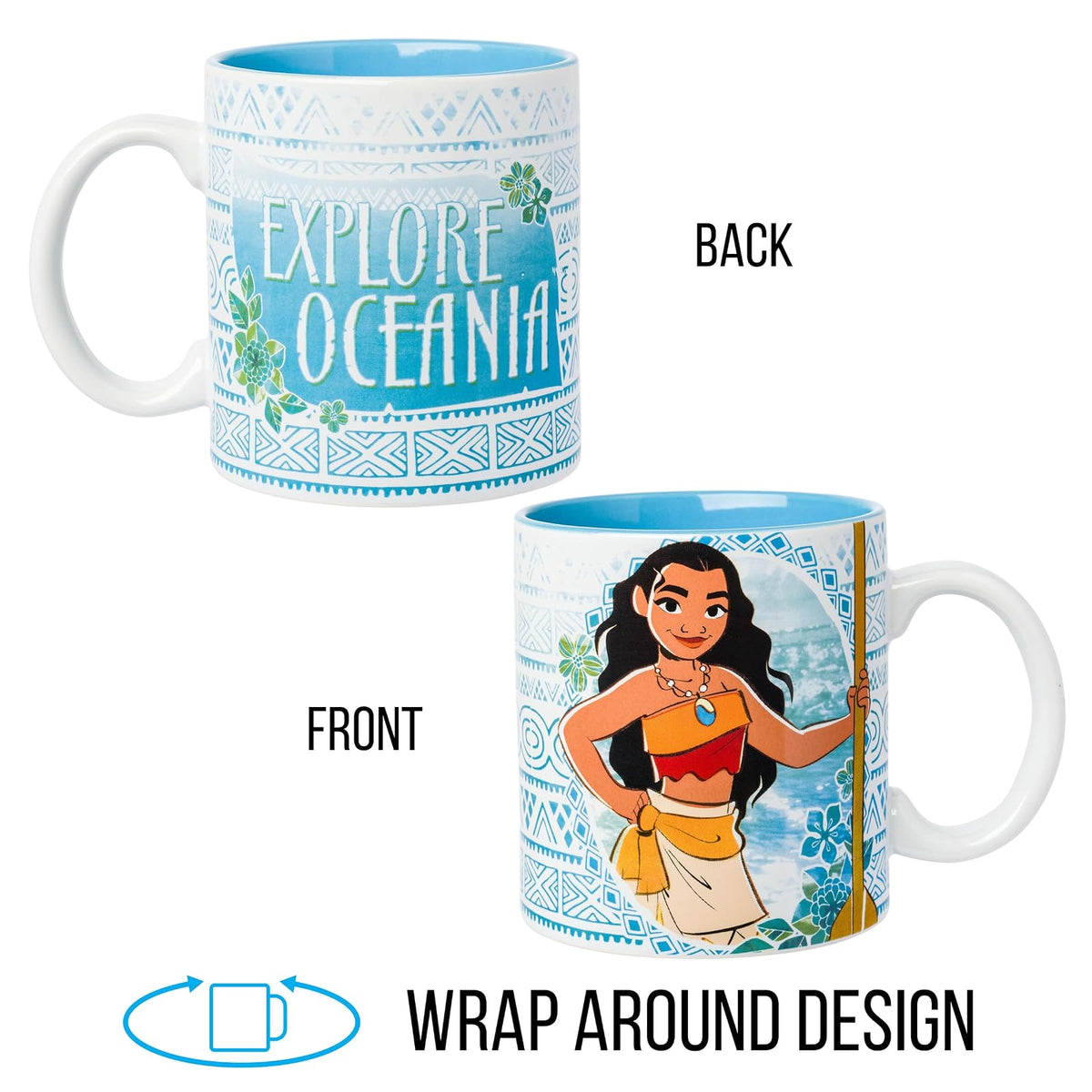 Disney mn0934 Moana explorar Oceania – Taza de desayuno (cerámica), 20 oz, multicolor