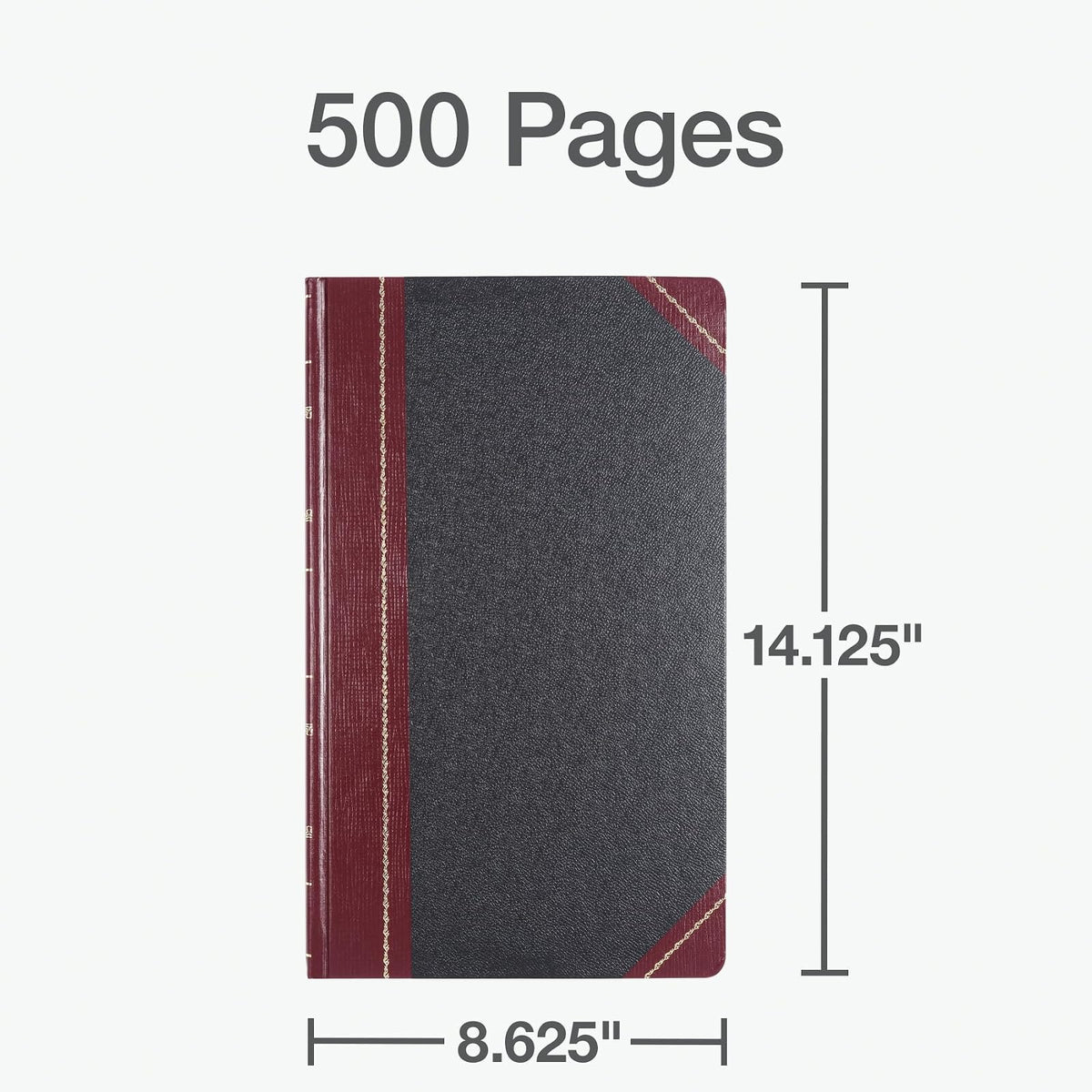 Boorum & Pease - Libro de abalorio de la serie 9 – Reglas de registro, cosido Smyth-Free 500 páginas – Tapa dura negra de 14-1/8 x 8-5/8 pulgadas, libro contable para registro financiero y