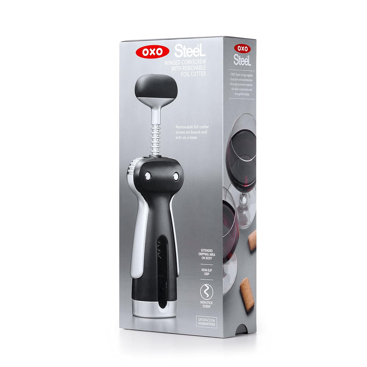 Oxo 3113400 Sacacorchos Alas Extrbl Acero, 19 cm, Multicolor