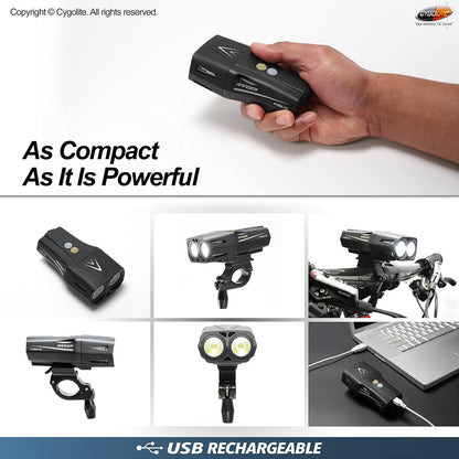 Cygolite Ranger 2000, 1800, 1500 Lumen Endurance Bike Lights - Ultra High Run Time, 9 Light Modes, Fine Tuneable , IP67 Waterproof, USB Rechargeable, Road & Mountain