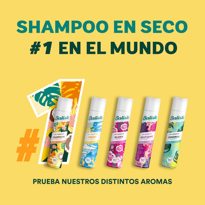 Batiste Tropical, Shampoo En Seco, Fragancia Cítrica, Limpia Y Refresca el Cabello, Sin Sulfato Ni Parabenos, Aerosol 200ml