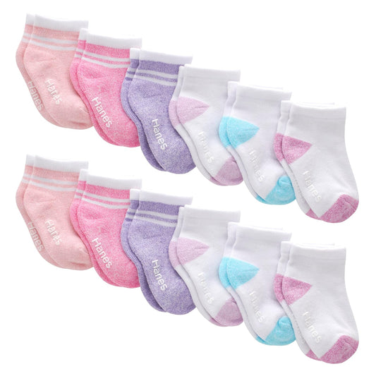 Hanes And Toddler Socks, Non-slip Grip Ankle Socks, Boys' and Girls', Multipacks Calcetines bebés niñas
