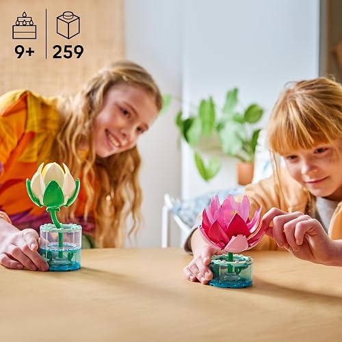 LEGO Nenúfares – Set de Construcción Infantil – Regalo Floral para Niñas y Niños – Decoración Floral – Incluye 2 Nenúfares y Jarrones Transparentes – 11511