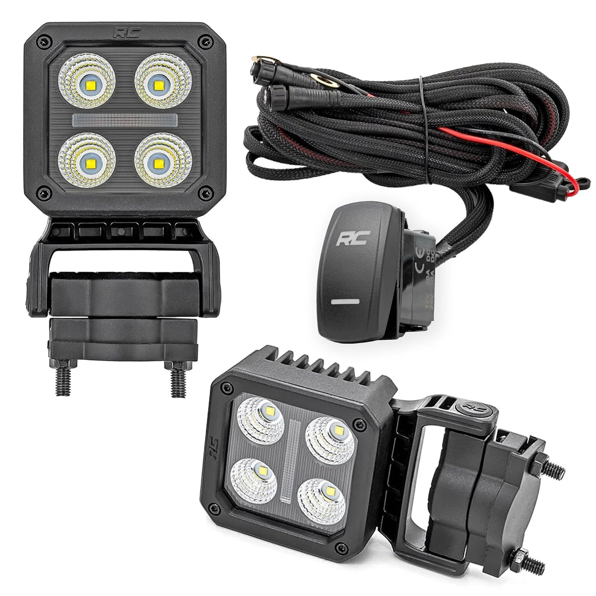 Rough Country 70802 - Luces LED cuadradas de 2 pulgadas, color negro