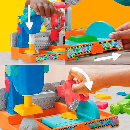 Play-Doh Banco de Herramientas, Juguetes creativos para Niños y Niñas, con 5 latas de Masa moldeable y Diferentes Accesorios, +3 años