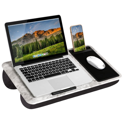 LapGear Escritorio Portátil para Laptop, Soporte de Mouse y Teléfono - Blanco mármol