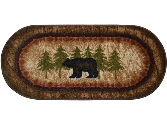 Mayberry Rug Cozy Cabin CC5276 - Alfombra Antideslizante con diseño de Oso de Abedul, 20 x 44 Pulgadas, Color café