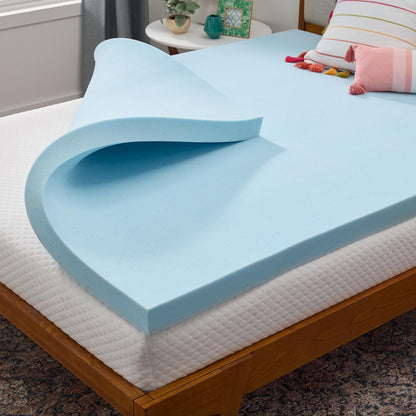 Linenspa - Colchoneta de Memory Foam con Gel, Sobrecolchón Refrescante, Alivia Puntos de Presión - Individual Extra Largo - 7.5 cm