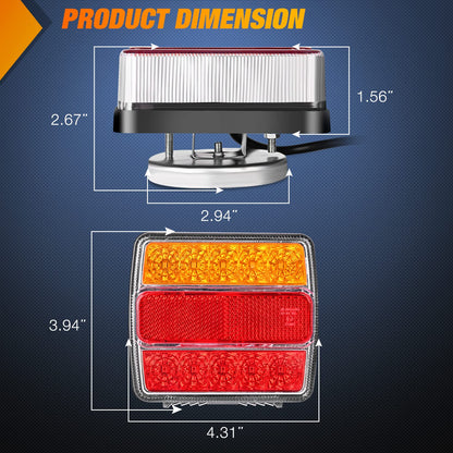Nilight TR-143 Kit de Luces LED Magnéticas para Remolque, Cable de 25 Pies con Enchufe de 7 Pines, Luces de Parada/Giro/Matrícula Ámbar, 12 V