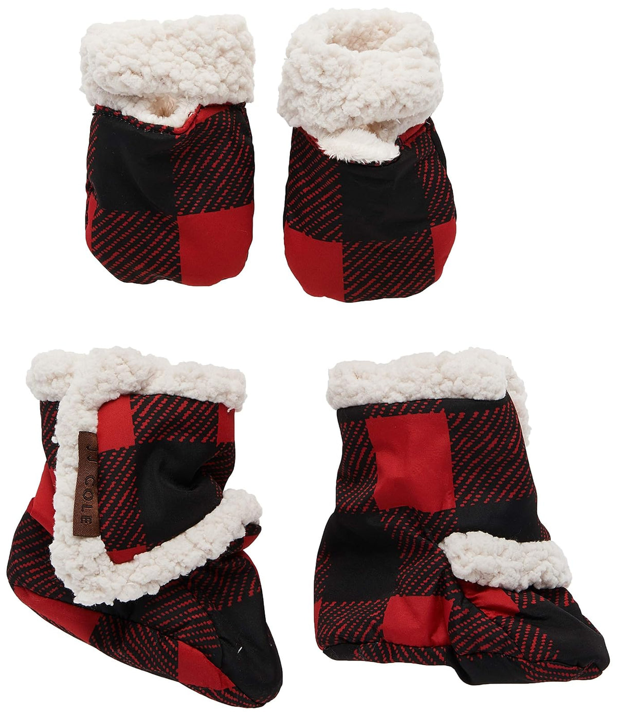 JJ Cole Juego de Gorro, Manoplas y Botines de Invierno para bebé, Esenciales de Invierno para bebé, 0 a 6 Meses, Cuadros Rojos