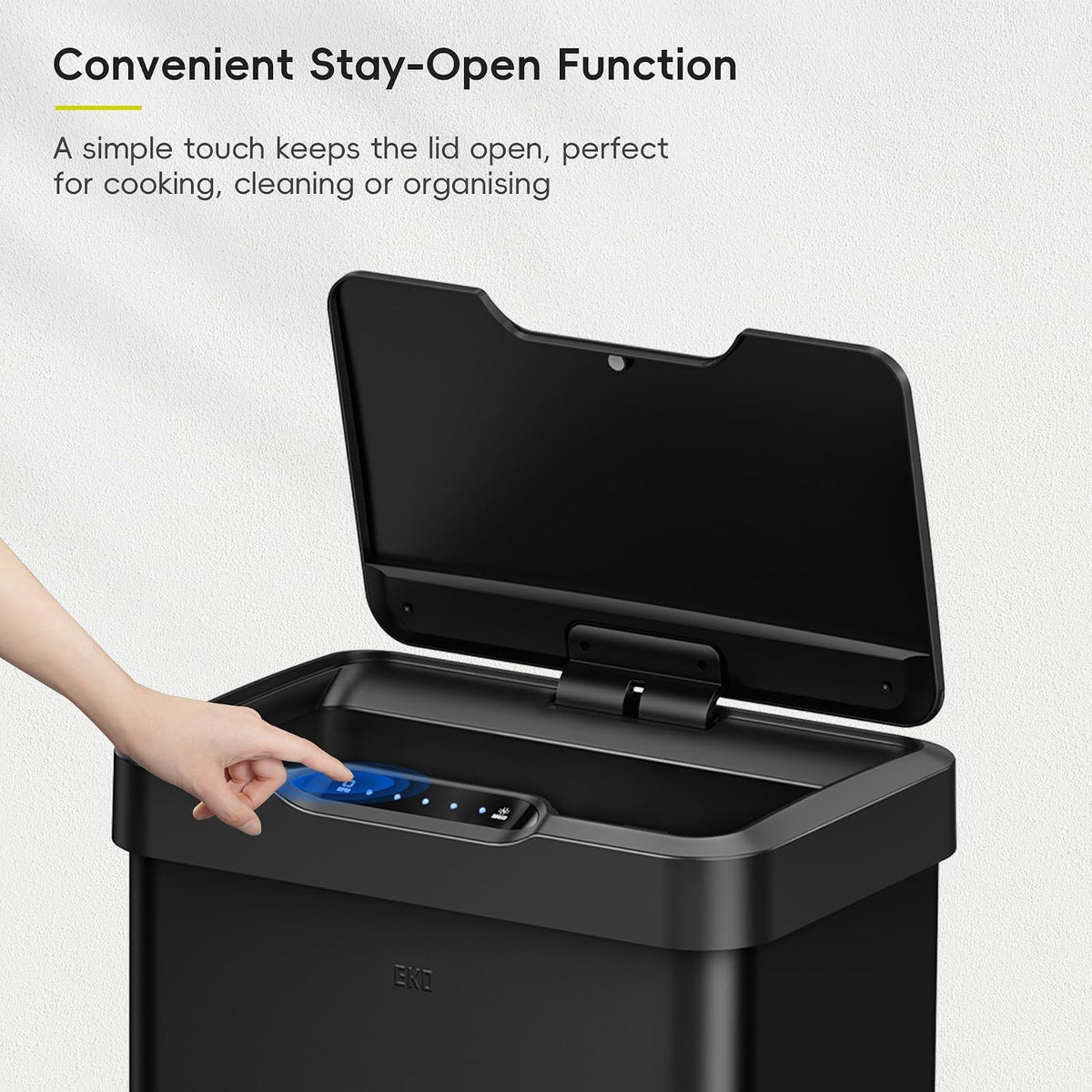 EKO Mirage-T Bote de Basura para Cocina 50 L con Sensor Negro Mate