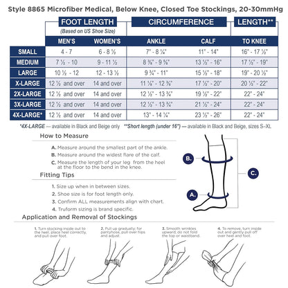 Truform 20-30 Mmhg Compression Stockings For Men And Women, Knee High Length, Closed Toe White, Pack of 1