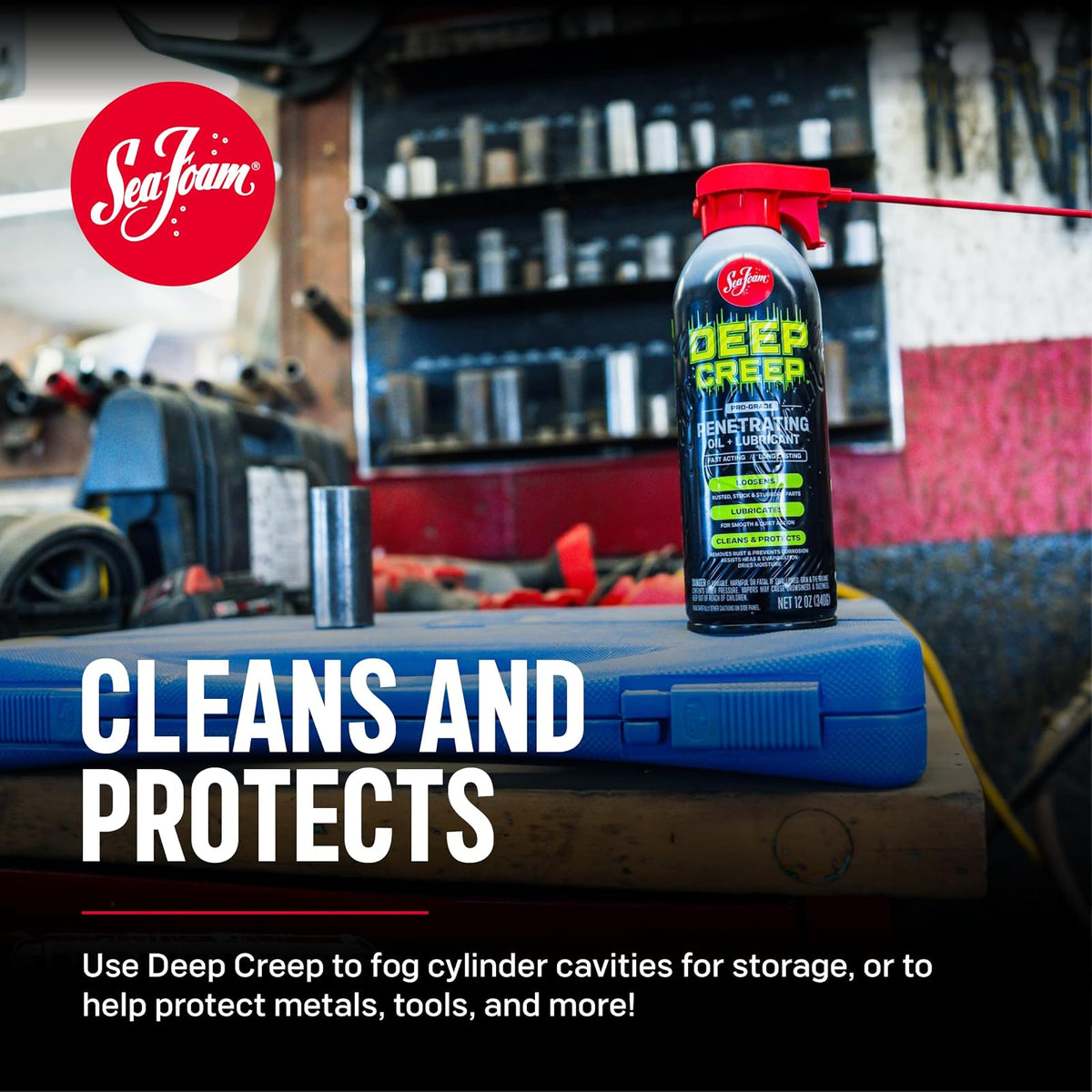 Sea Foam DC14MX Deep Creep Lubricante 473mL | Aflojador de óxido y penetrante de corrosión, lubricante de metal para herramientas, bisagras, engranajes y piezas móviles