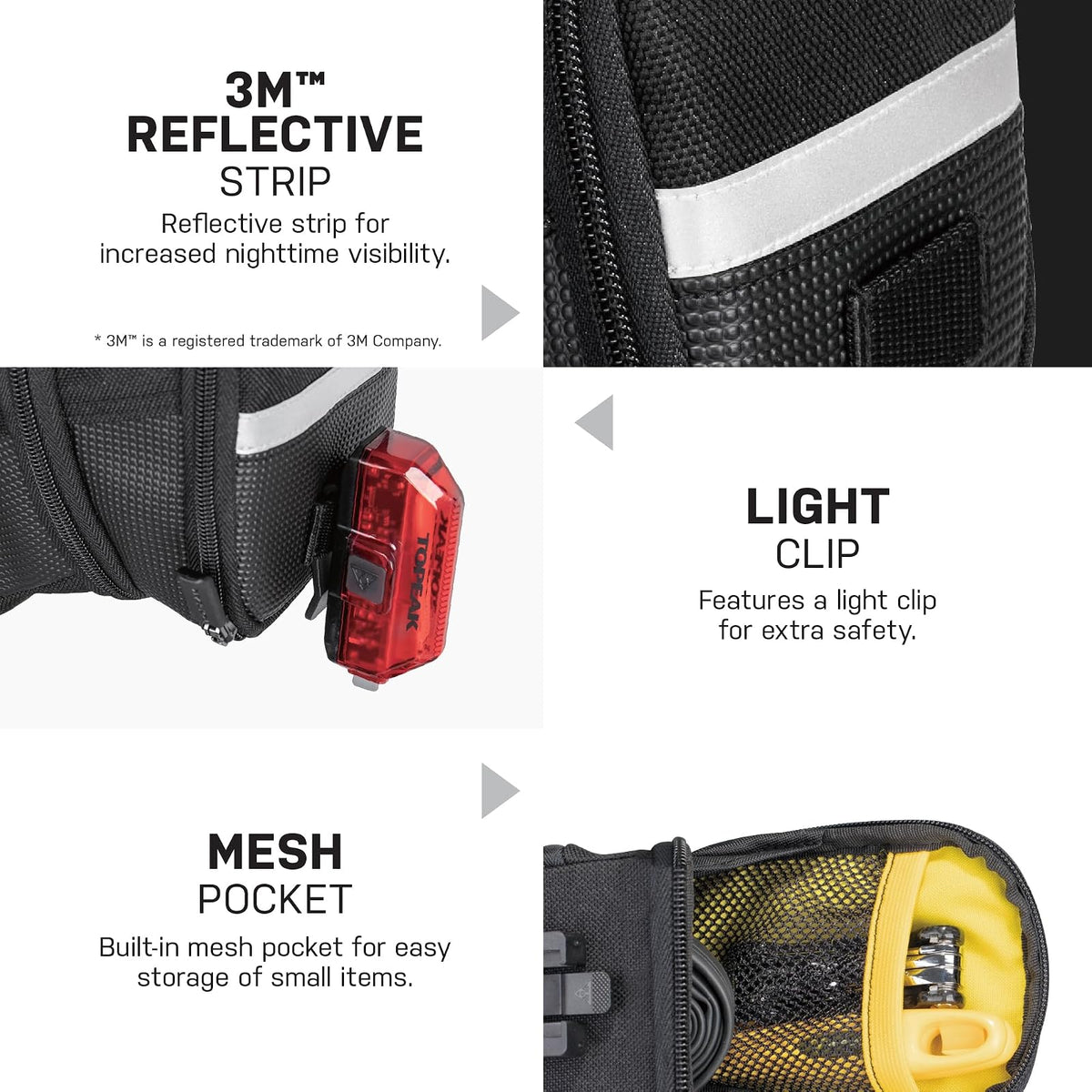 Topeak Aero Wedge Pack, w/Fixer F25, Mediano, Negro