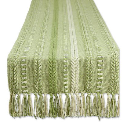 DII Farmhouse Camino de Mesa Trenzado a Rayas - 15x108" - Verde envejecido